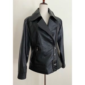 Vegan Leather Fitted Motorcycle Jacket NWT Luxury Collection Size M
